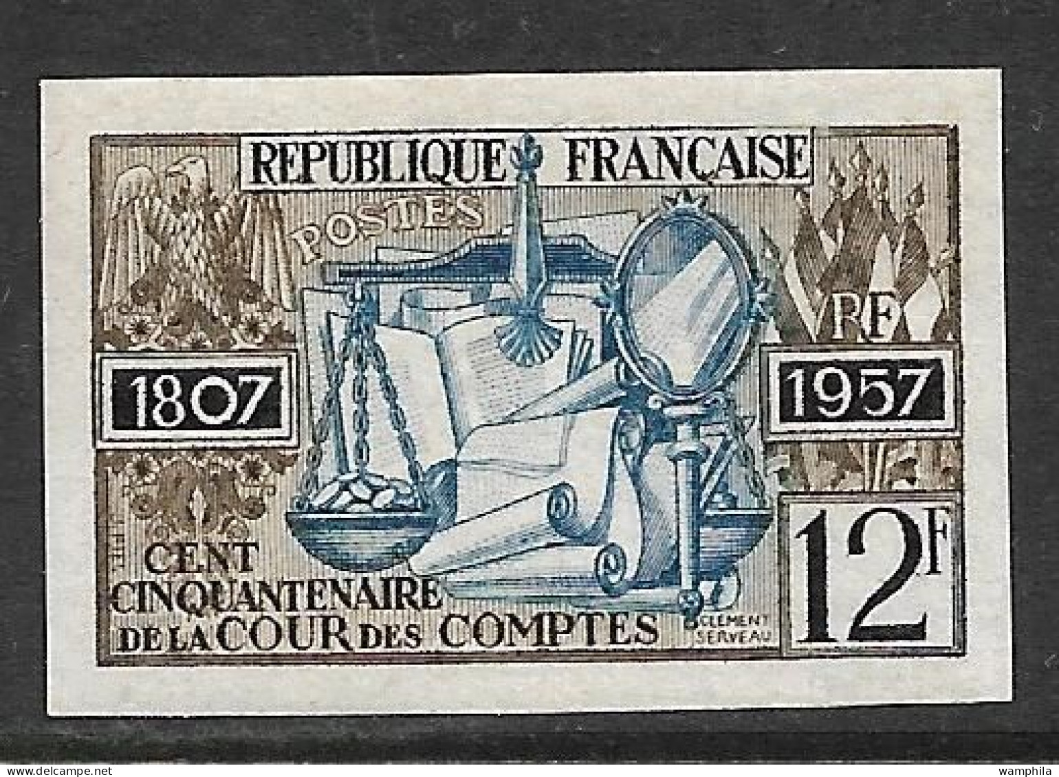 France  N°1107**.non Dentelé, Cour Des Comptes. RARE. - 1951-1960
