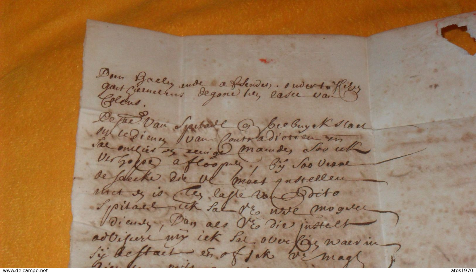 LETTRE ANCIENNE DE 1723../ ECRITE DE GENT POUR BRUIGGHE ?...A IDENTIFIER 4 TRAITS ROUGES...BELGIQUE - 1714-1794 (Oostenrijkse Nederlanden)