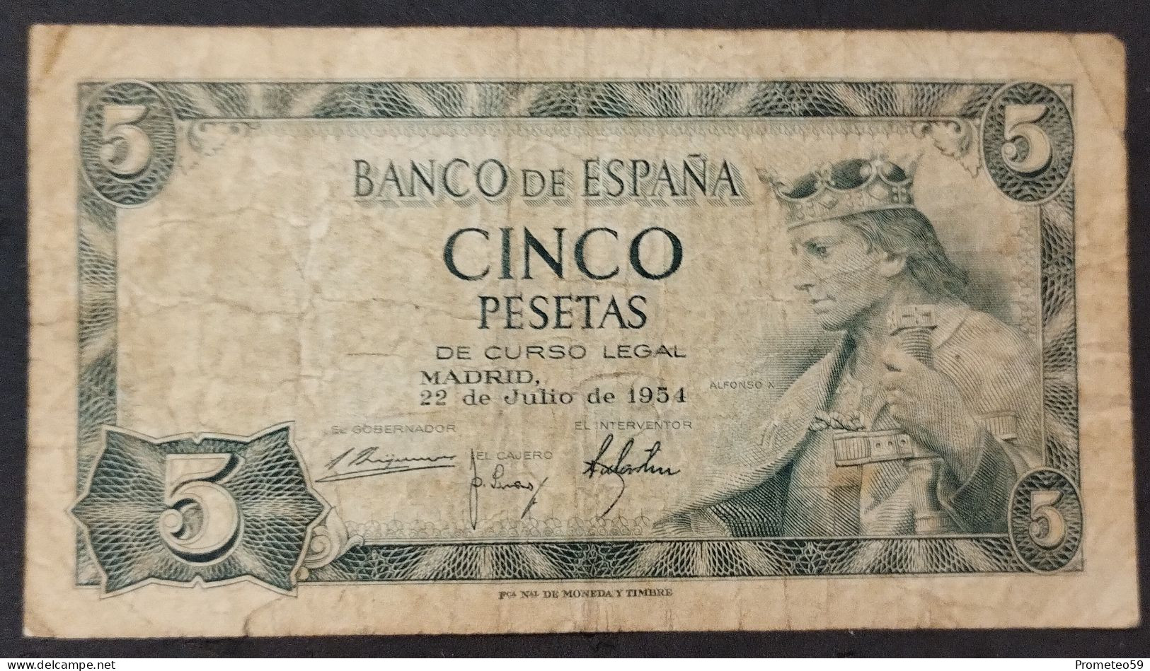 España – Billete Banknote De 5 Pesetas – 1954 - 5 Peseten