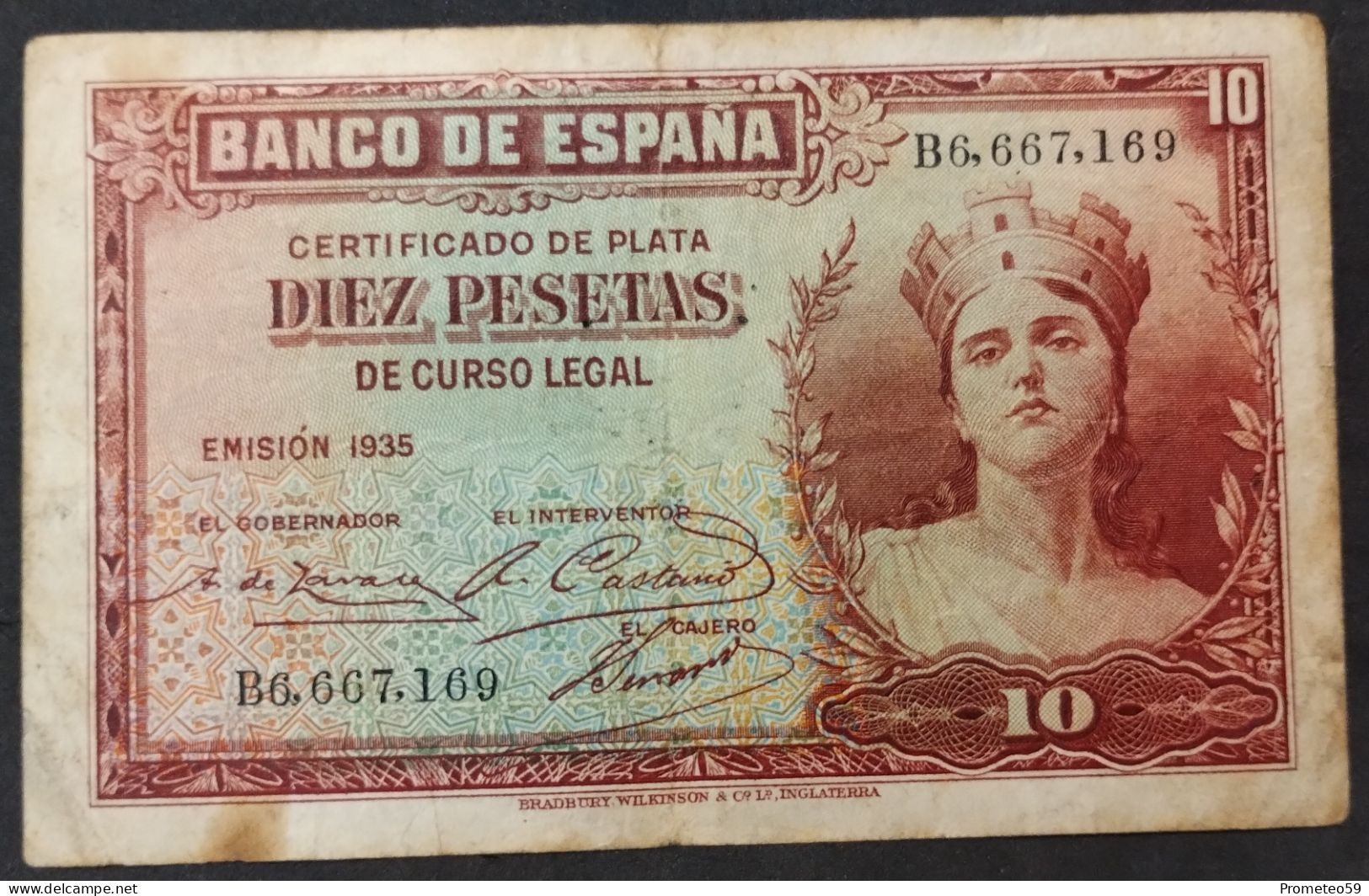 España – Billete Banknote De 10 Pesetas – 1935 - 10 Peseten