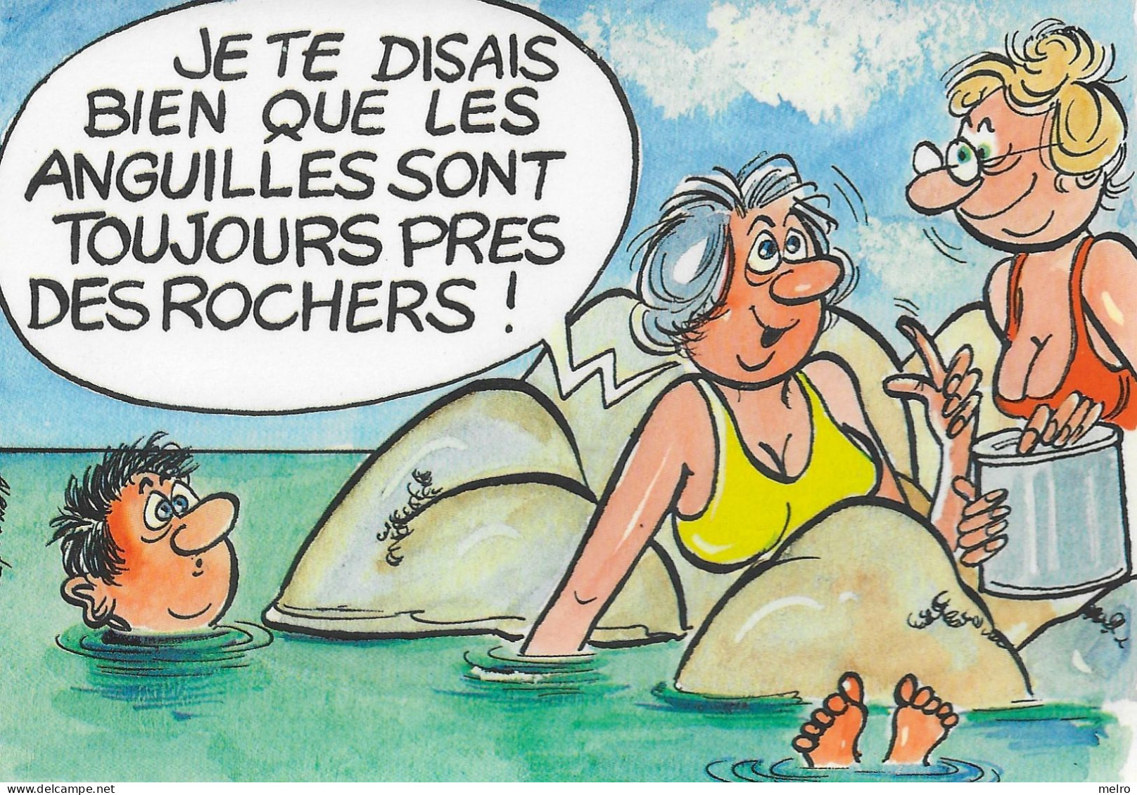 CPSM -HUMOUR COUPLE BORDS DE MER : "Je Te Disais Bien Que Les Anguilles Sont Toujours Près Des Rochers" - Ubbelohde, Otto