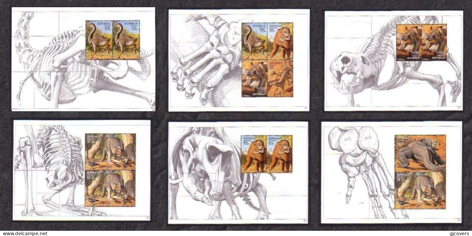 Australia - Six Sheetlets Showing Prehistoric Animals From Australia - All MNH -  From Dinosaur Era - Mint Stamps
