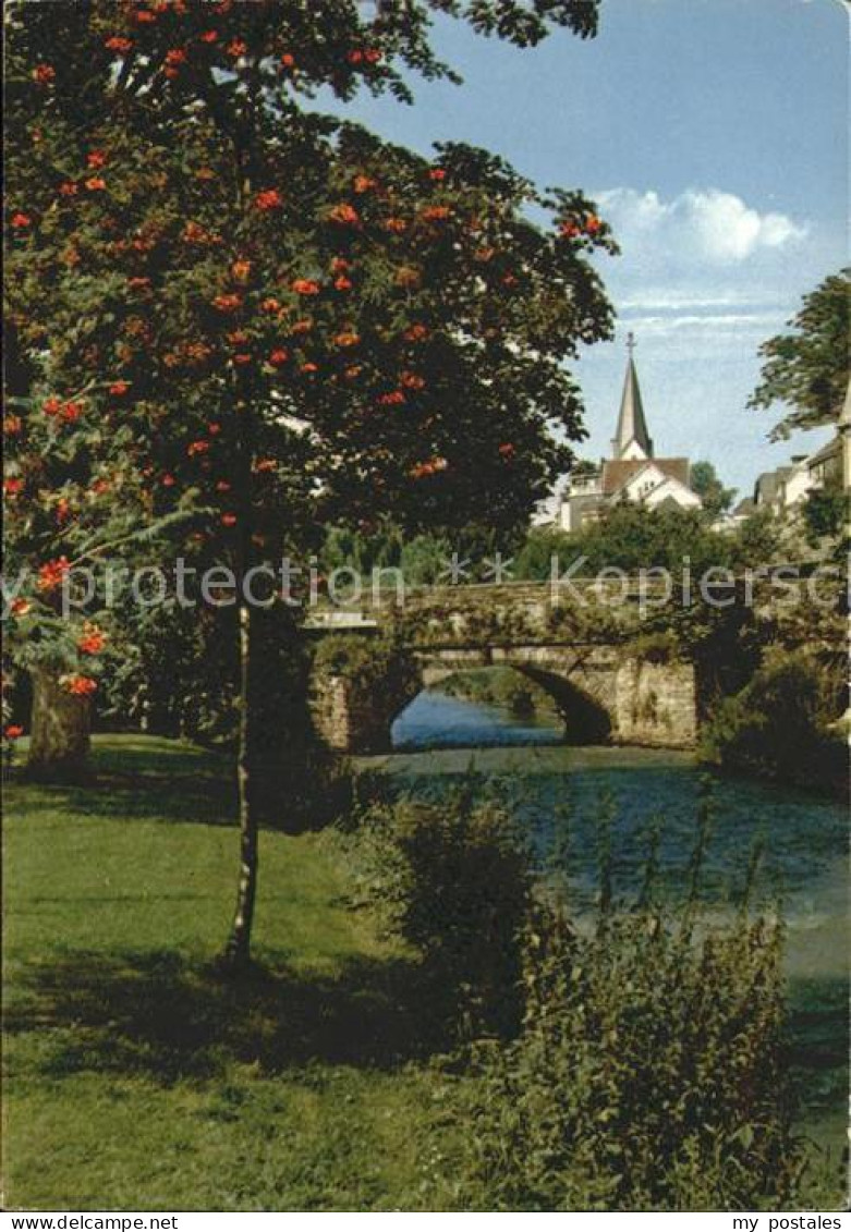 72227309 Wiehl Oberbergischer Kreis Fluss Bruecke Kirche  - Wiehl