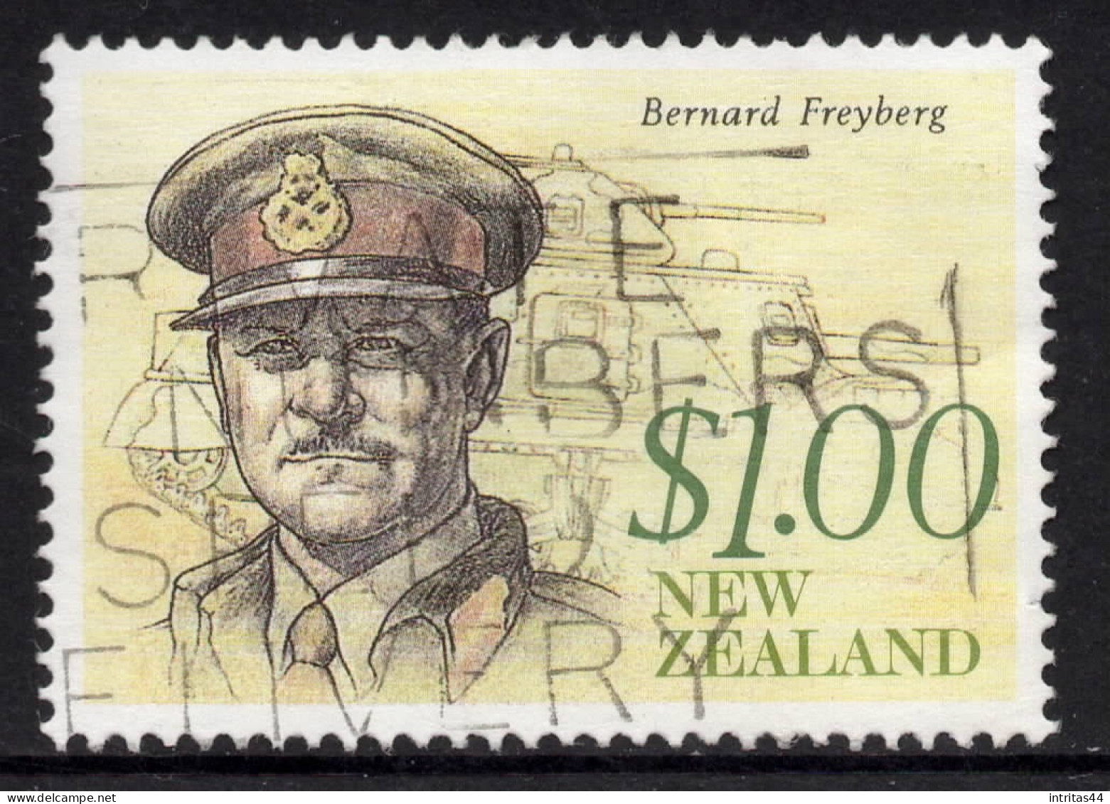 NEW ZEALAND 1990 HERITAGE-THE ACHIEVERS  $1.00 " FREYBERG "  STAMP VFU - Gebruikt
