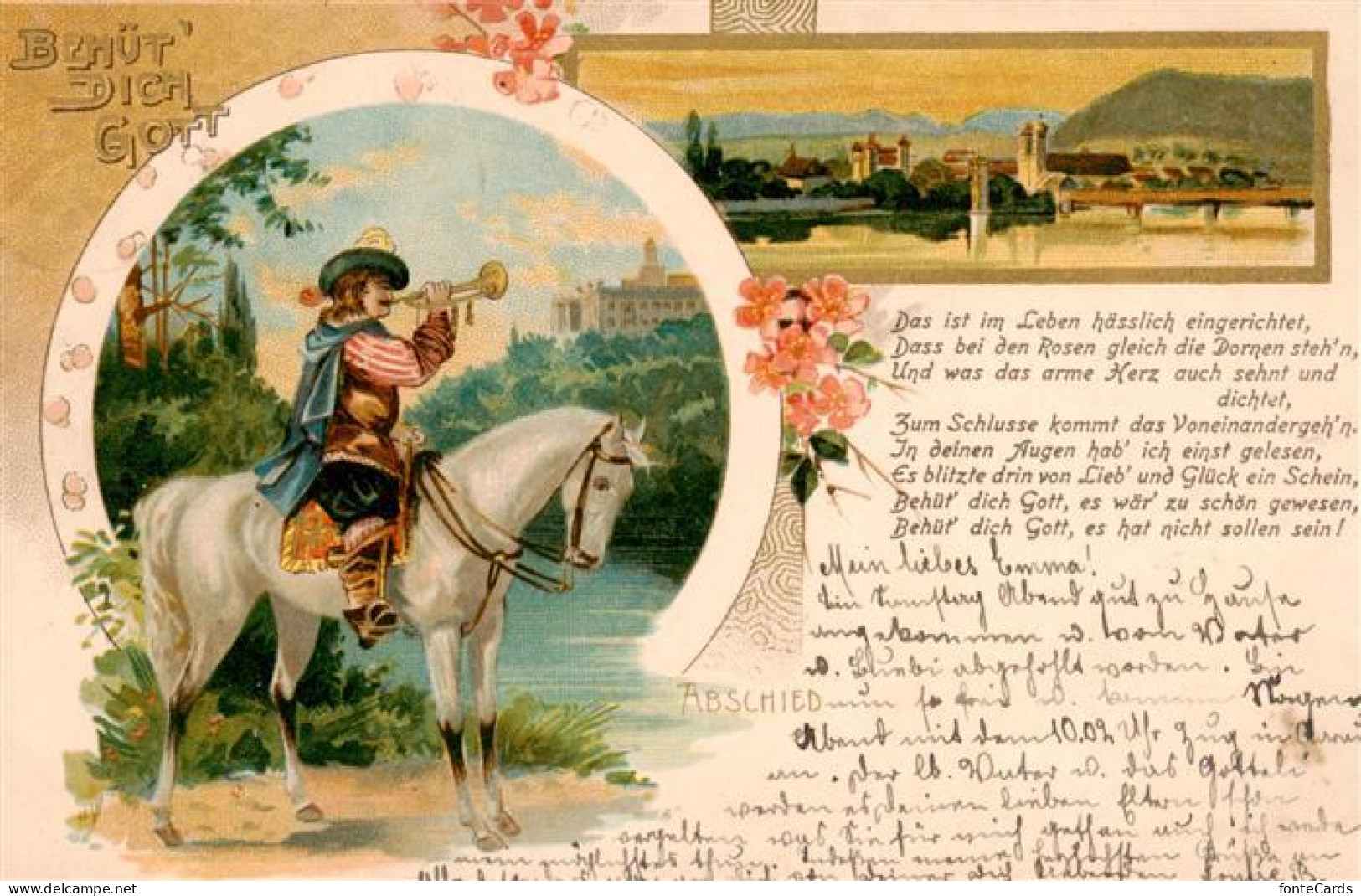 73950842 Trompeter_von_Saeckingen_Scheffel Pferd Mann Behuet Dich Gott Abschid  - Fairy Tales, Popular Stories & Legends