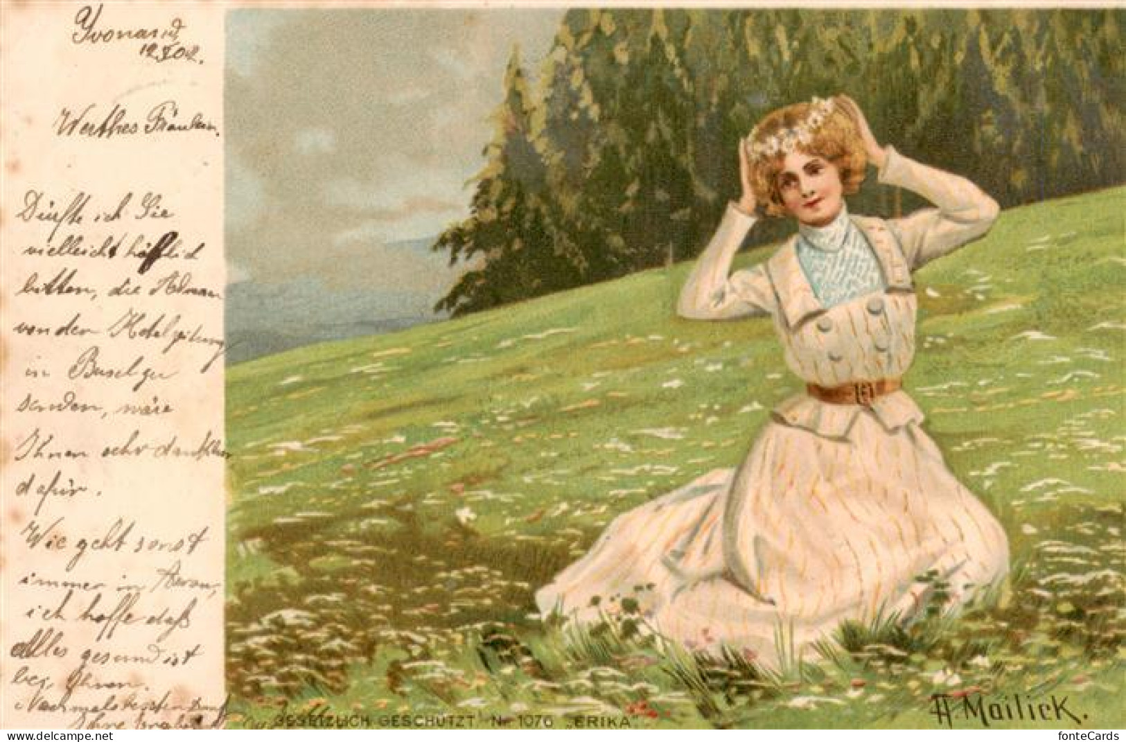 73950831 Mailick_Kuenstlerlitho_Nr. 1076 Erika Frau Wiese  - Kley