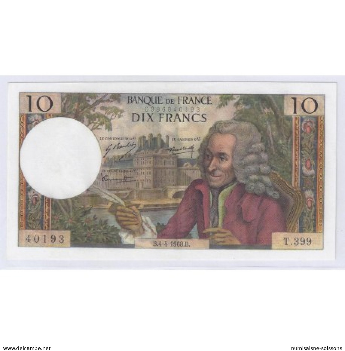 FAY 62/32 - 10 FRANCS VOLTAIRE - 04/04/1968 - SPLENDIDE - PICK 147 - 10 F 1963-1973 ''Voltaire''