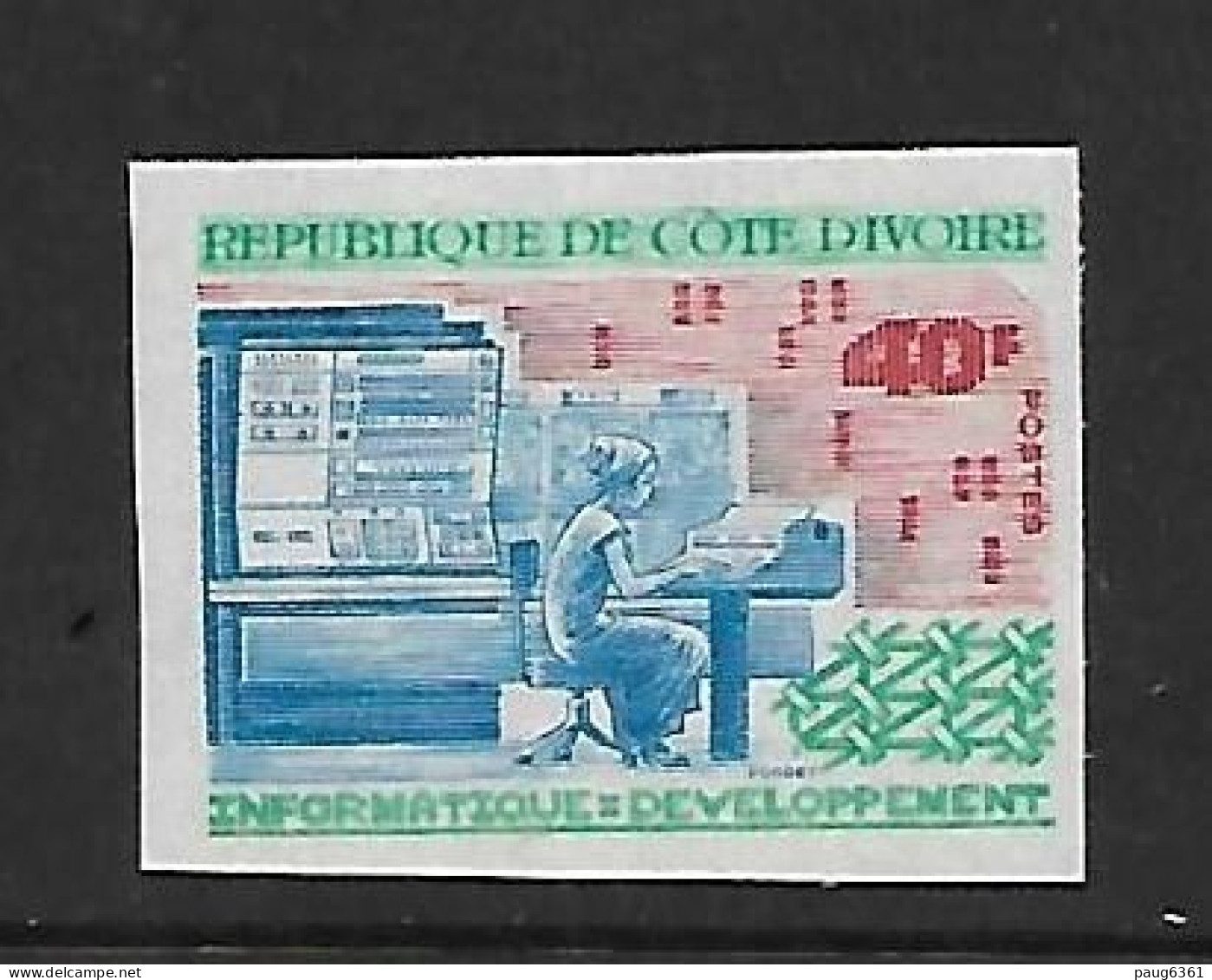 COTE D'IVOIRE 1972   INFORMATIQUE  YVERT N°340 NON DENTELE NEUF MNH** - Informatique