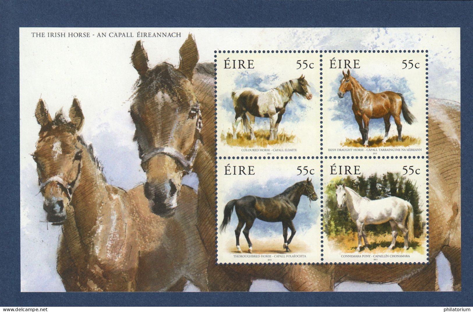 EIRE Ireland Irlande, **, Yv BF 91, Mi BL 87, SG MS 2090, Chevaux, - Blokken & Velletjes