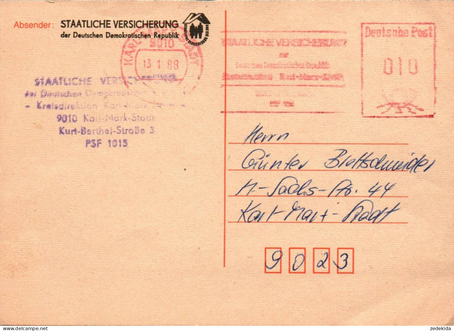 G2428 - Karl Marx Stadt Behördenpost - Freistempel Freistempler DDR - Macchine Per Obliterare (EMA)