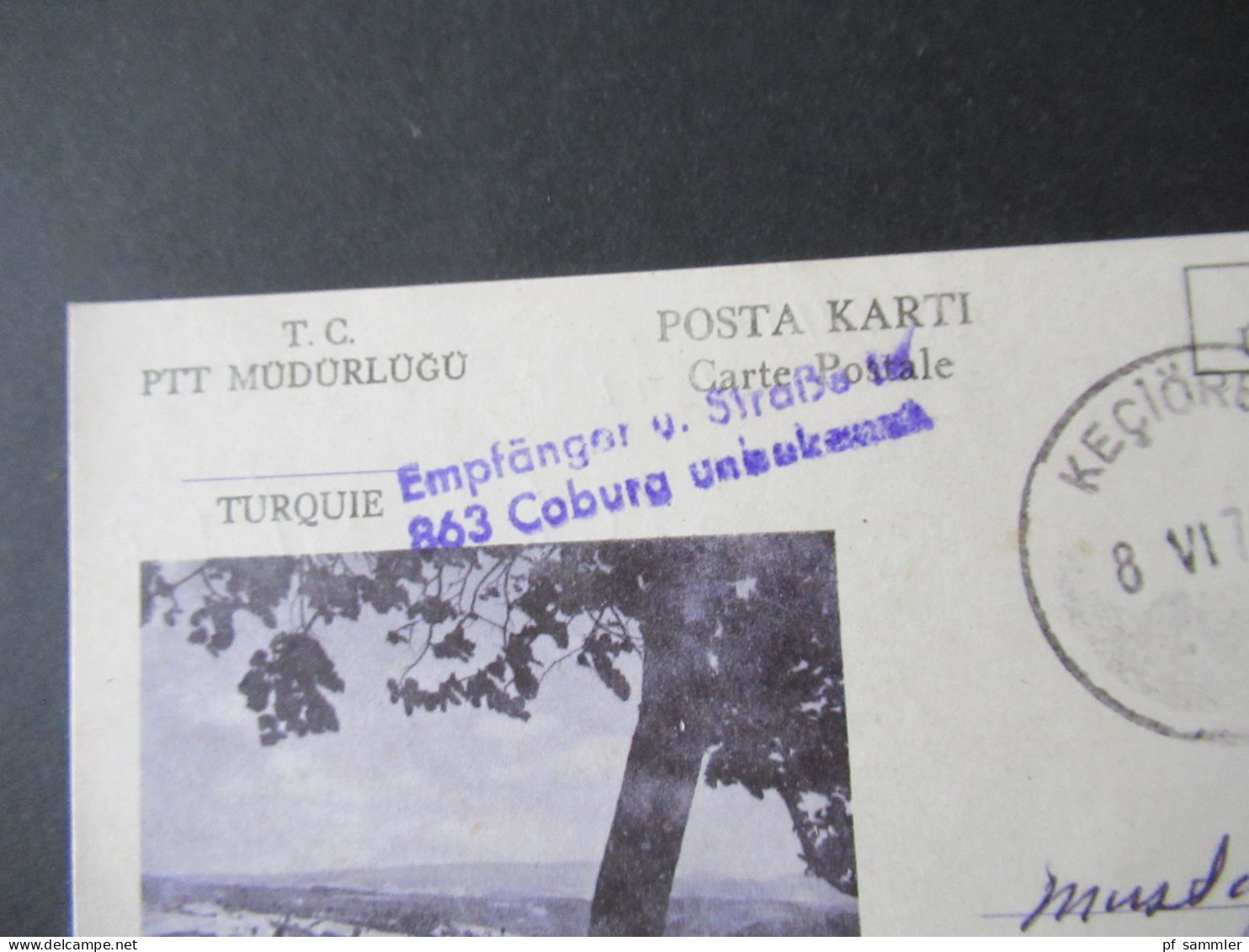 Türkei 1976 GA / P.P. Ücreti Ödenmistir Stempel Keciören Und Violetter L2 Empfänger U. Straße In 863 Coburg Unbekannt - Covers & Documents