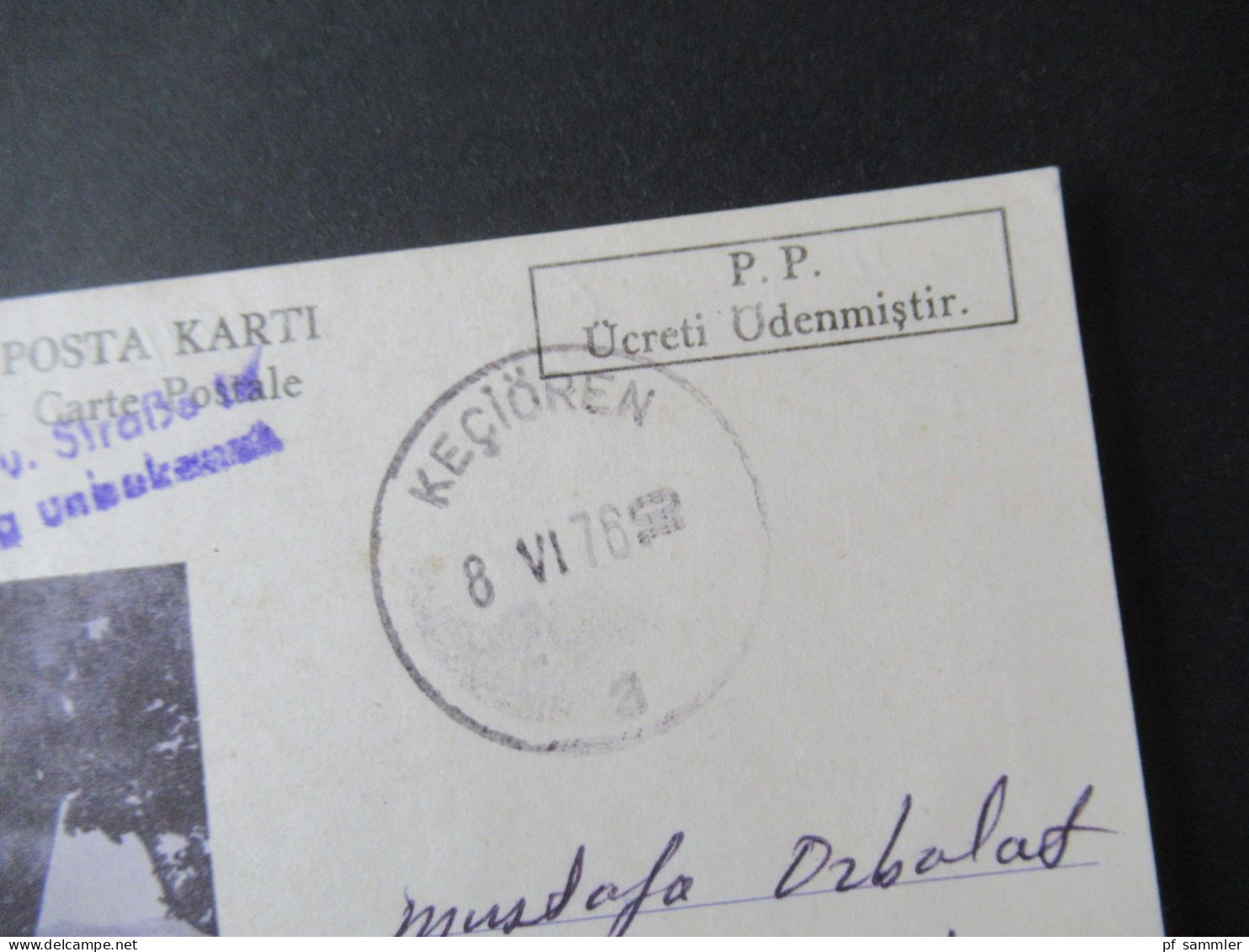 Türkei 1976 GA / P.P. Ücreti Ödenmistir Stempel Keciören Und Violetter L2 Empfänger U. Straße In 863 Coburg Unbekannt - Storia Postale