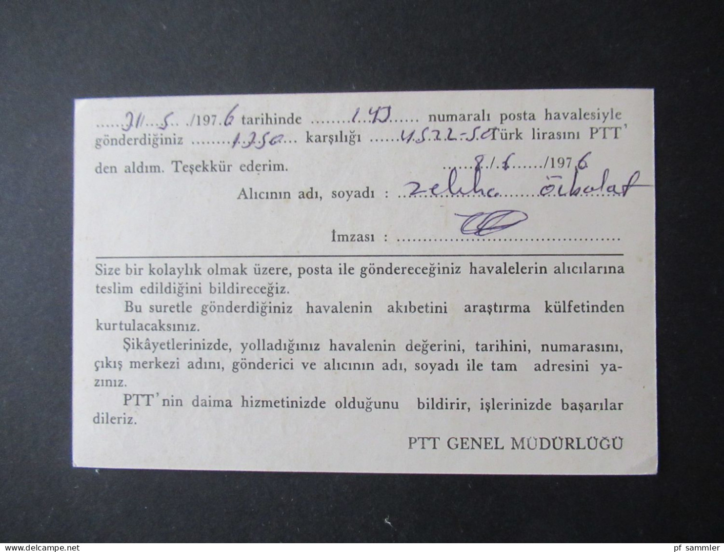 Türkei 1976 GA / P.P. Ücreti Ödenmistir Stempel Keciören Und Violetter L2 Empfänger U. Straße In 863 Coburg Unbekannt - Brieven En Documenten