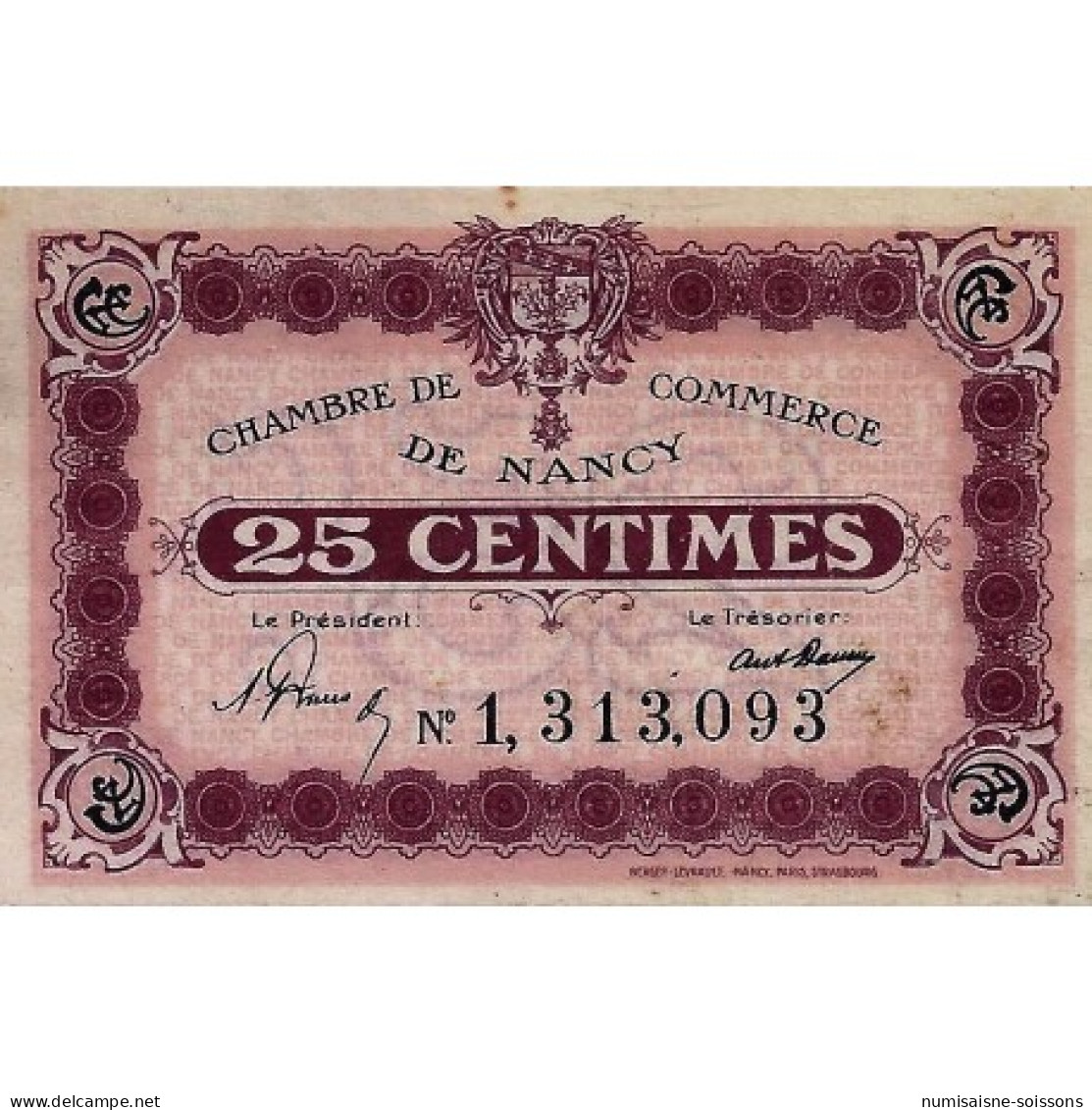 54 - NANCY - CHAMBRE DE COMMERCE - 25 CENTIMES - 1918 - SPL - Ohne Zuordnung