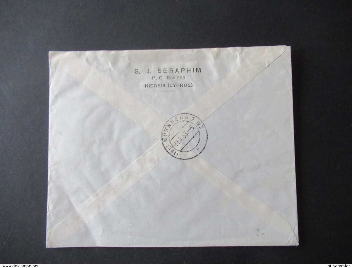 Zypern 1953 GB Kolonie By Airmail Registered Letter Nicosia Cyprus / Marken MeF / Viererblock Nach Nürnberg Mit Ank. Stp - Zypern (...-1960)