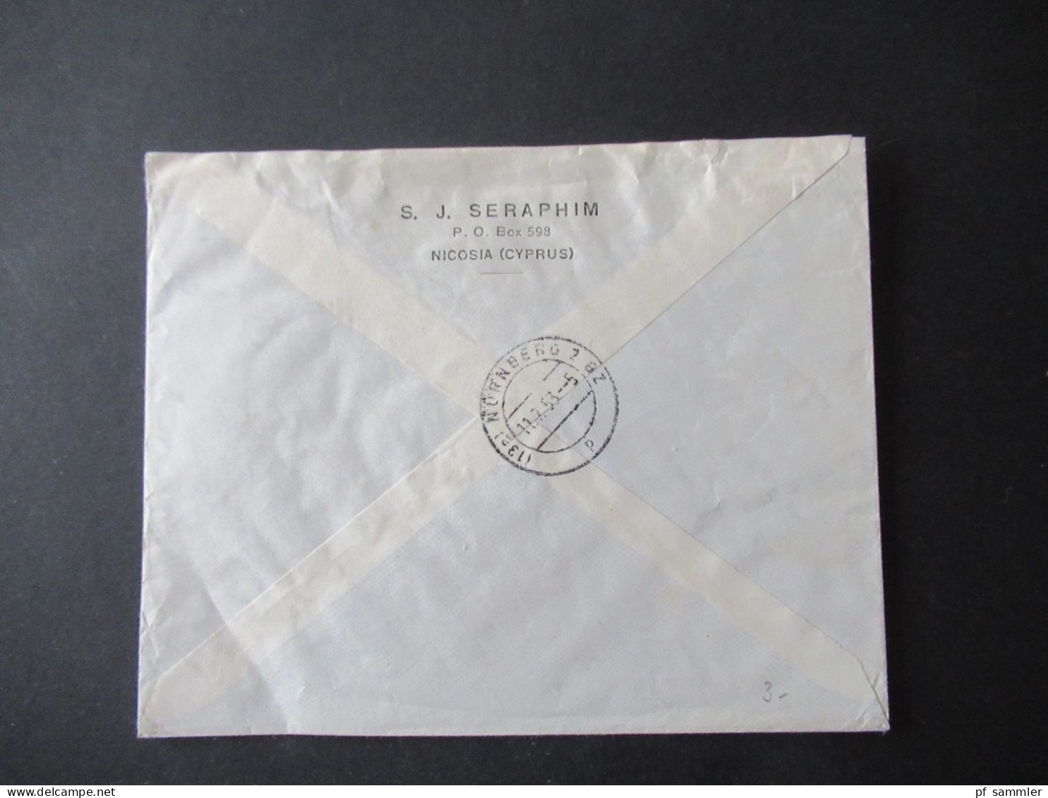 Zypern 1953 GB Kolonie By Airmail Registered Letter Nicosia Cyprus / Marken MeF / Viererblock Nach Nürnberg Mit Ank. Stp - Cipro (...-1960)