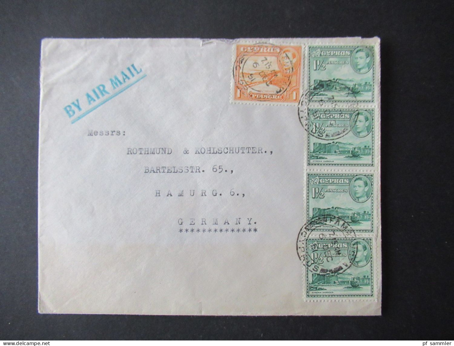 Zypern 1951 GB Kolonie By Airmail Mit 5 Marken Stempel Farmagusta Nach Hamburg Gesendet - Cipro (...-1960)