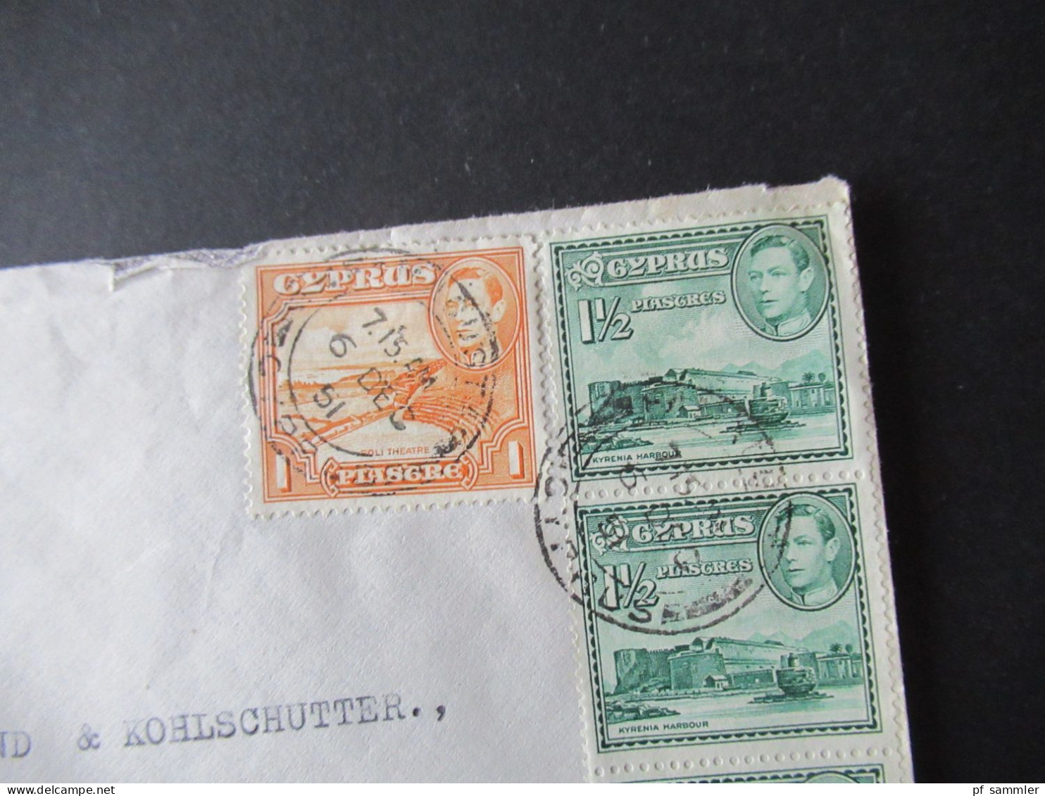 Zypern 1951 GB Kolonie By Airmail Mit 5 Marken Stempel Farmagusta Nach Hamburg Gesendet - Chipre (...-1960)