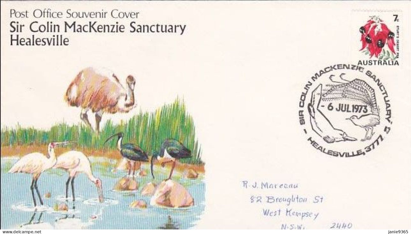 Australia 1973 Sir Colin MacKenzie Sanctuary ,Birds,Addressed Souvenir Cover - Lettres & Documents
