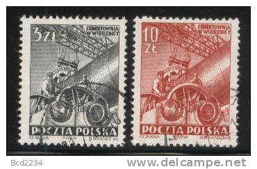 POLAND 1952 CEMENT WORKS SET OF 2 (ENGRAVED BY SLANIA), USED Industry - Fabbriche E Imprese