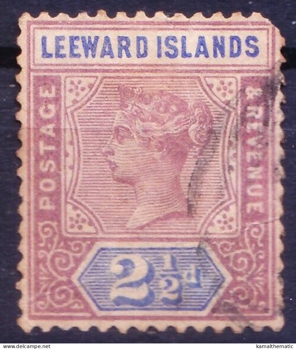 Leeward Islands 1890 Used, Queen Victoria Two & Half Dollar, Corner Flaw - Leeward  Islands