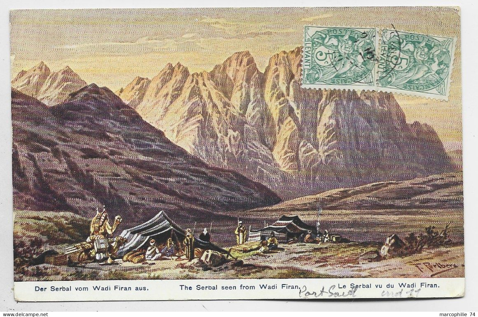 LEVANT 5CX2  AU RECTO CARTE THE SERBAL WADI FIRAN ECRITE PORT SAID - Covers & Documents