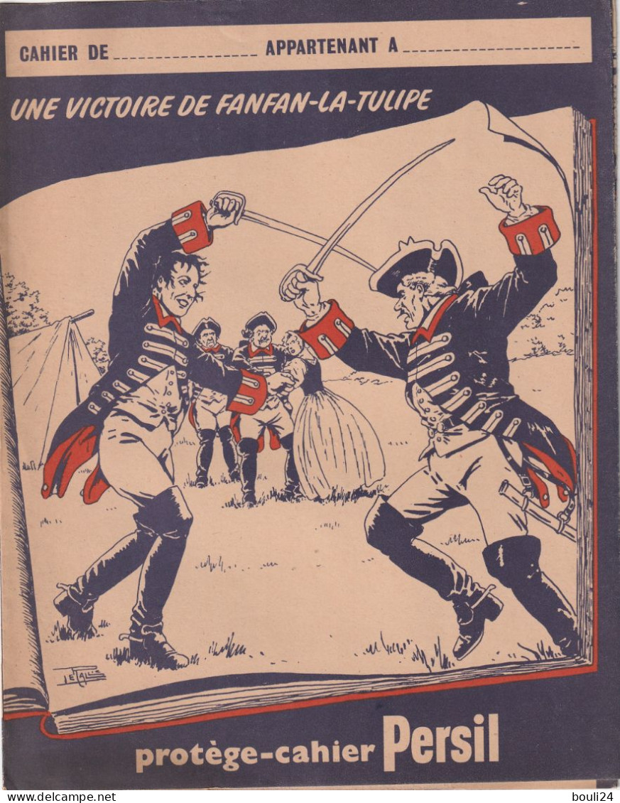 PROTEGE CAHIER ANCIEN PERSIL LESSIVE   UNE VICTOIRE FANFAN LA TULIPE     VOIR VERSO - Protège-cahiers