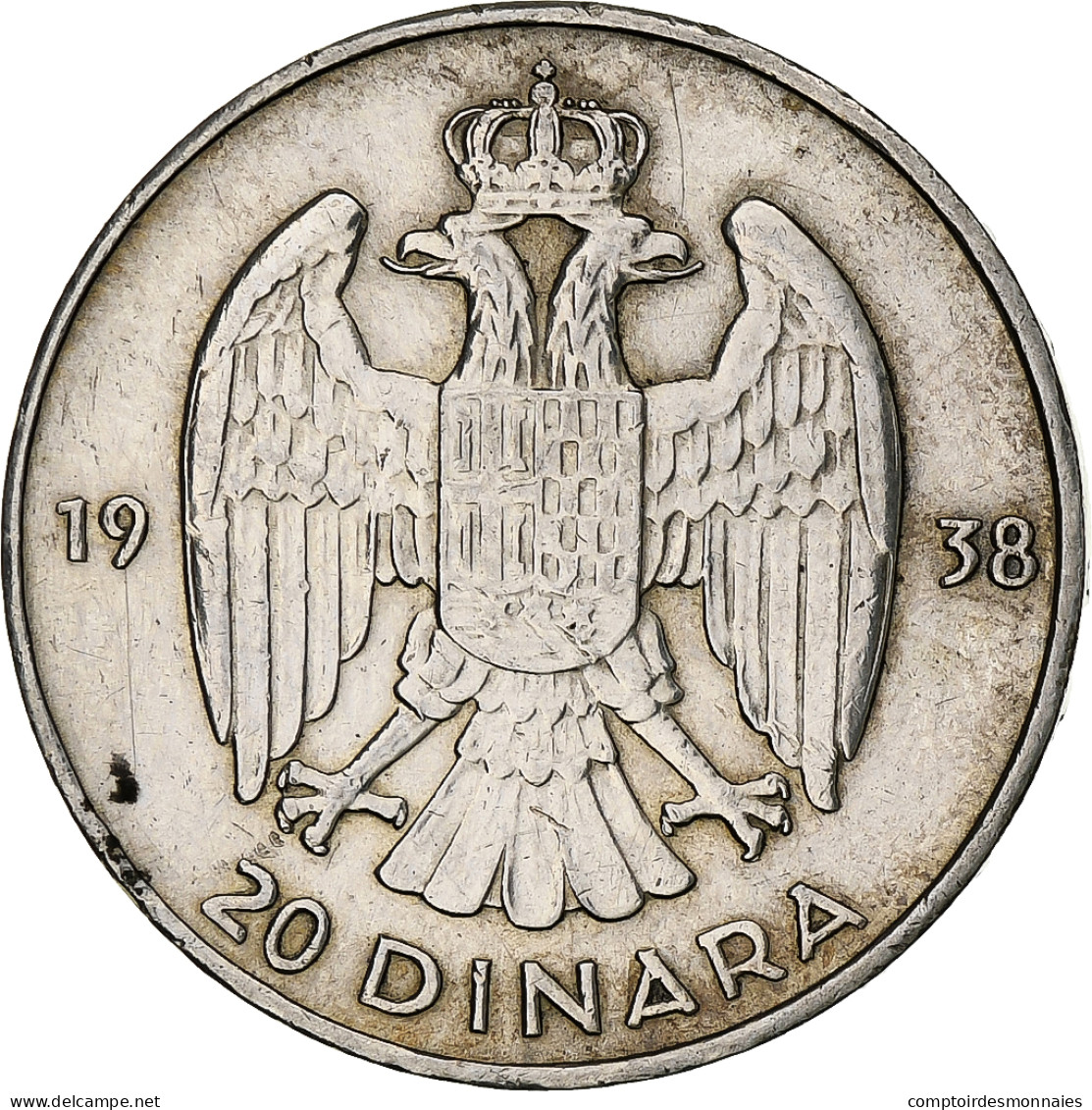 Monnaie, Yougoslavie, Petar II, 20 Dinara, 1938, TTB, Argent, KM:23 - Yugoslavia