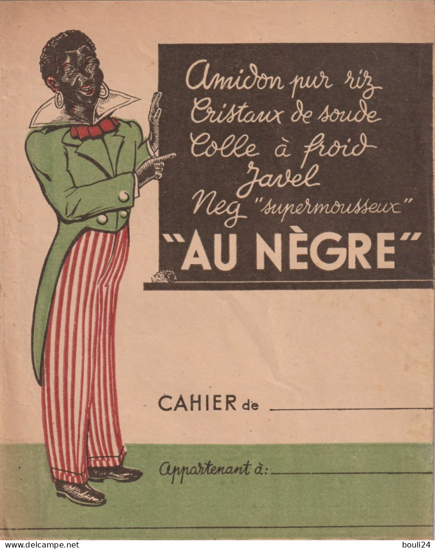 PROTEGE CAHIER ANCIEN AU NEGRE AMIDON CRISTAUX SOUDE COLLE JAVEL     VOIR VERSO - Protège-cahiers