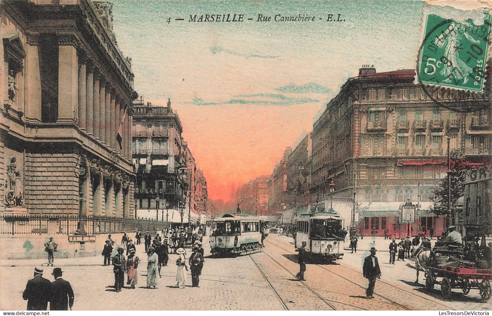 FRANCE - Marseille - Rue Cannebière - EL - Animé - Carte Postale Ancienne - Canebière, Centro