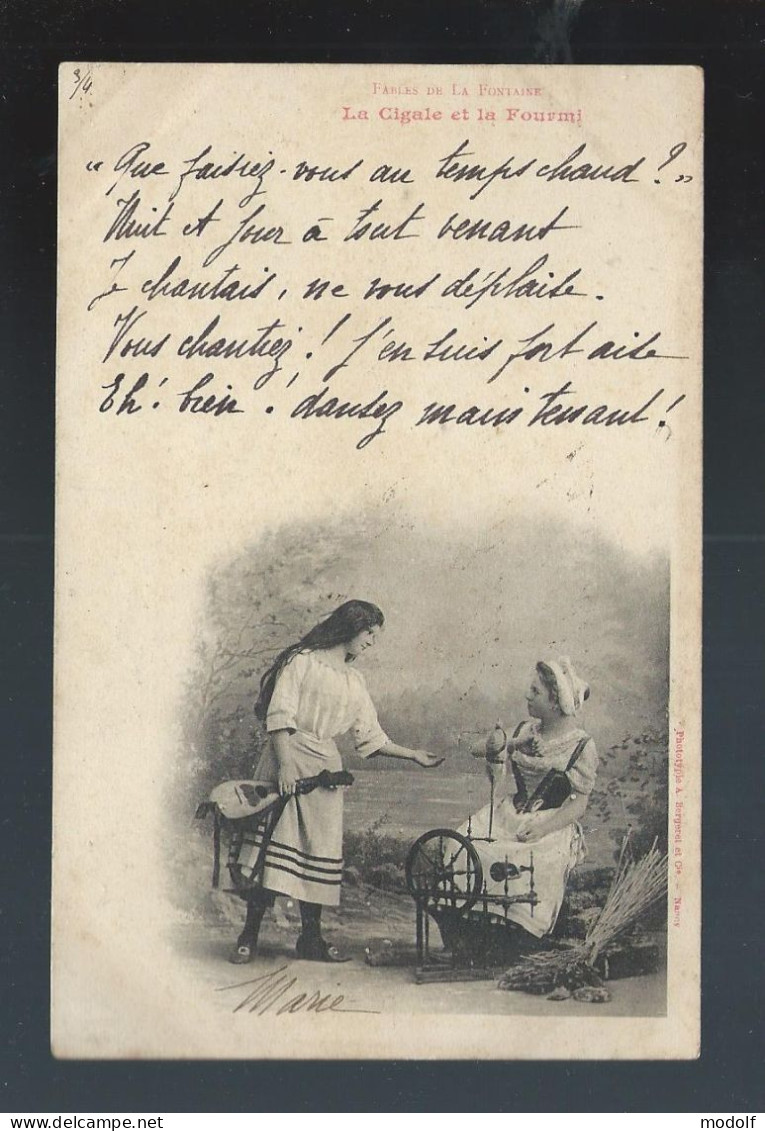 CPA - Fables De La Fontaine - La Cigale Et La Fourmi - Précurseur - Circulée En 1902 - Fairy Tales, Popular Stories & Legends