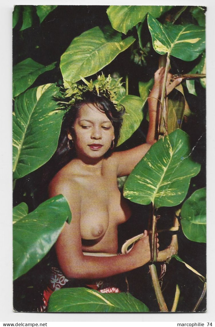 POLYNESIE CARTE FEMME NU NUDE + VERSO 2FR+10FR POISSON PAPEETE 1963 TAHITIAN BEAUTY - Covers & Documents