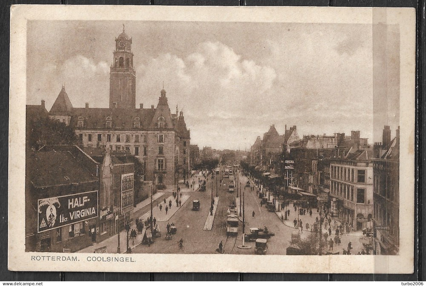 1926 Rotterdam Coolsingel Met Trams Z/w Gelopen Naar Mookhoek Met NVPH 172 - Rotterdam