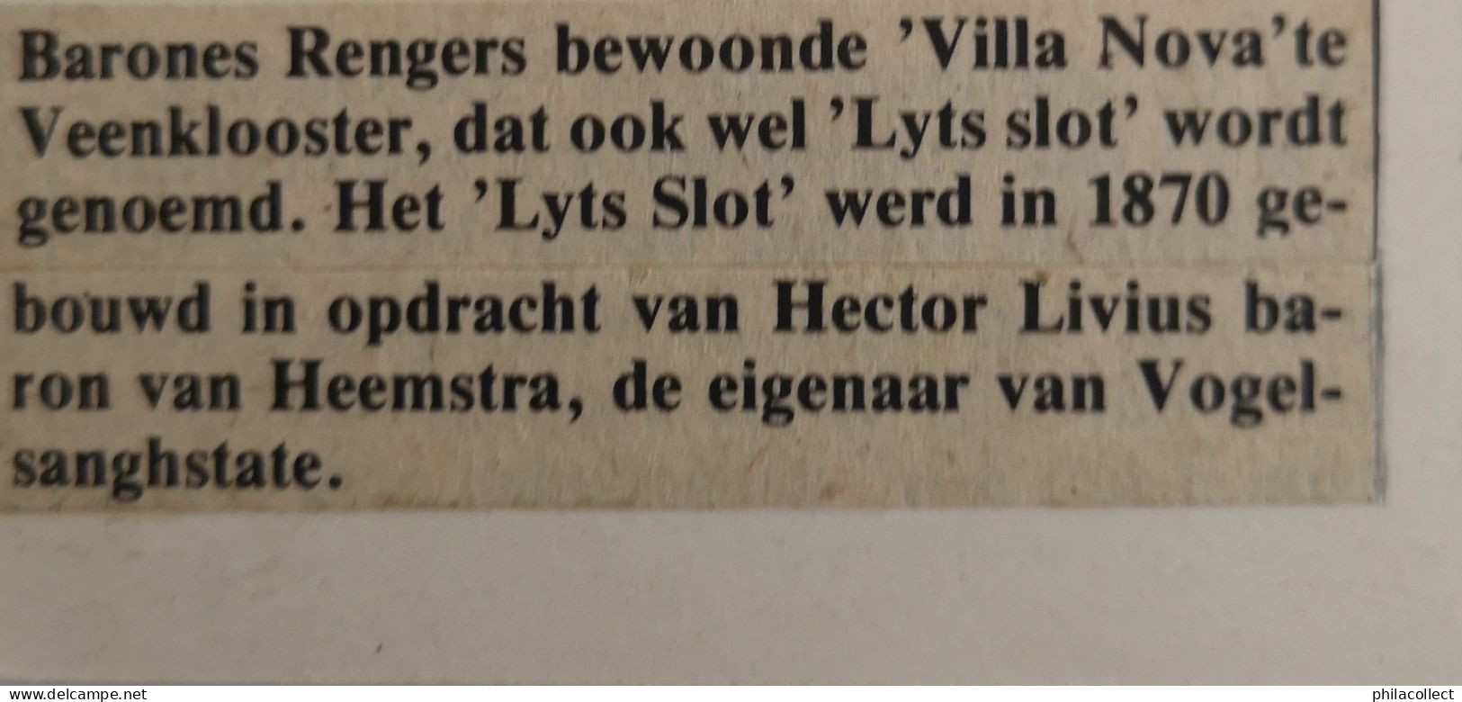 Veenklooster (Frl.) Villa Nova 19?? Adreszijde Knipsel Met Info Huis - Altri & Non Classificati