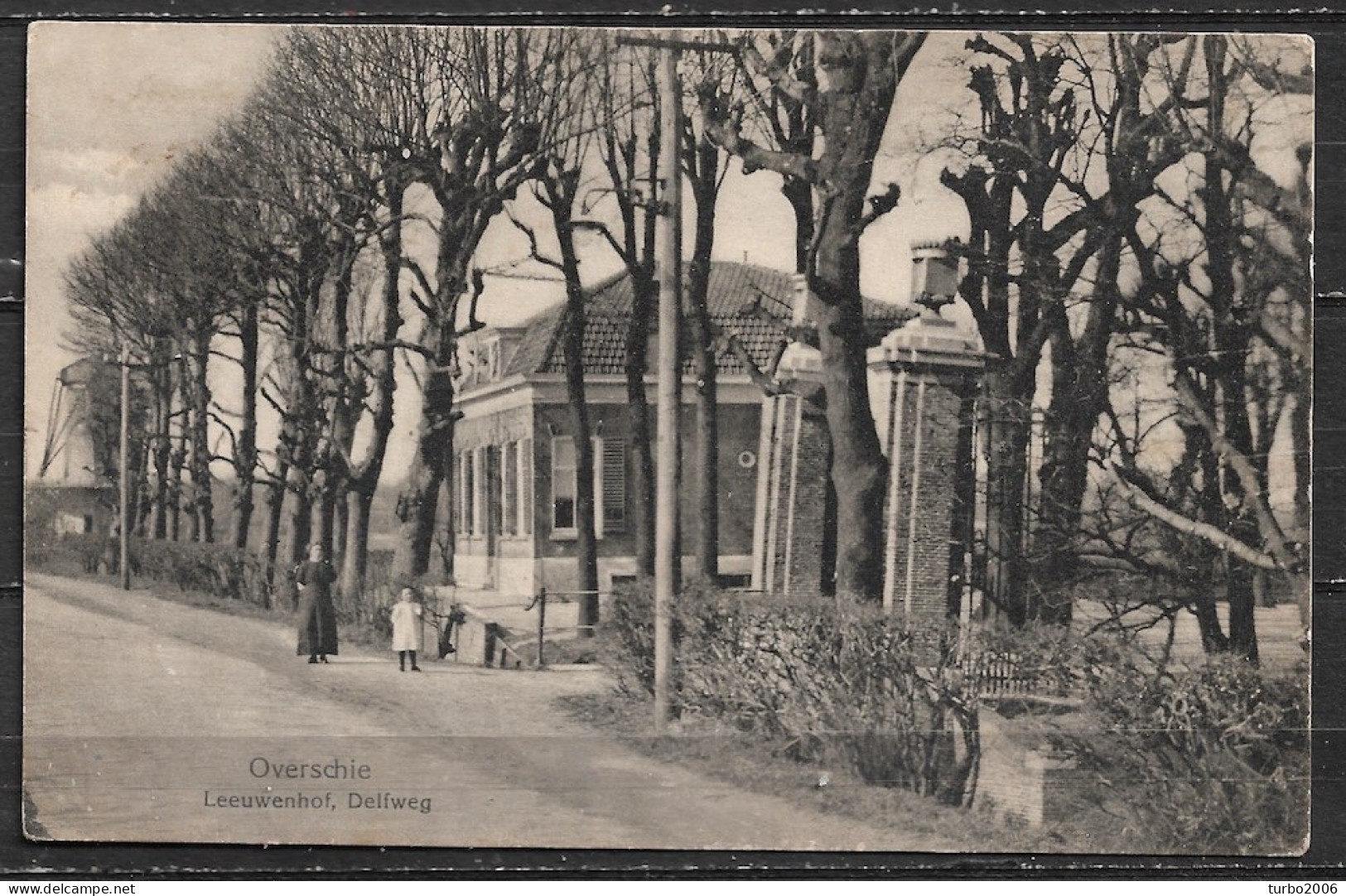 1935 Overschie Buitenplaats De Leeuwenhof Aan De Delftweg Ca 1900. Links De Schieveense Molen. Z/w Gelopen Naar Mookhoek - Rotterdam