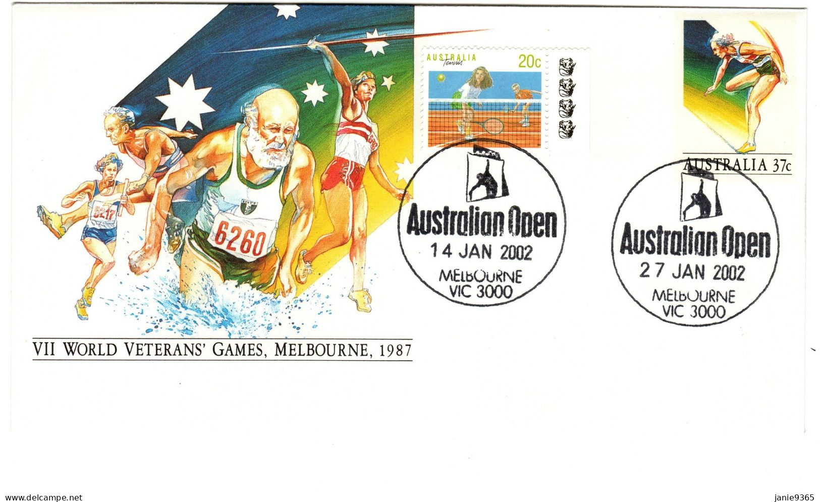 Australia 2002 Australian Open 2002 Melbourne, Souvenir Cover - Brieven En Documenten