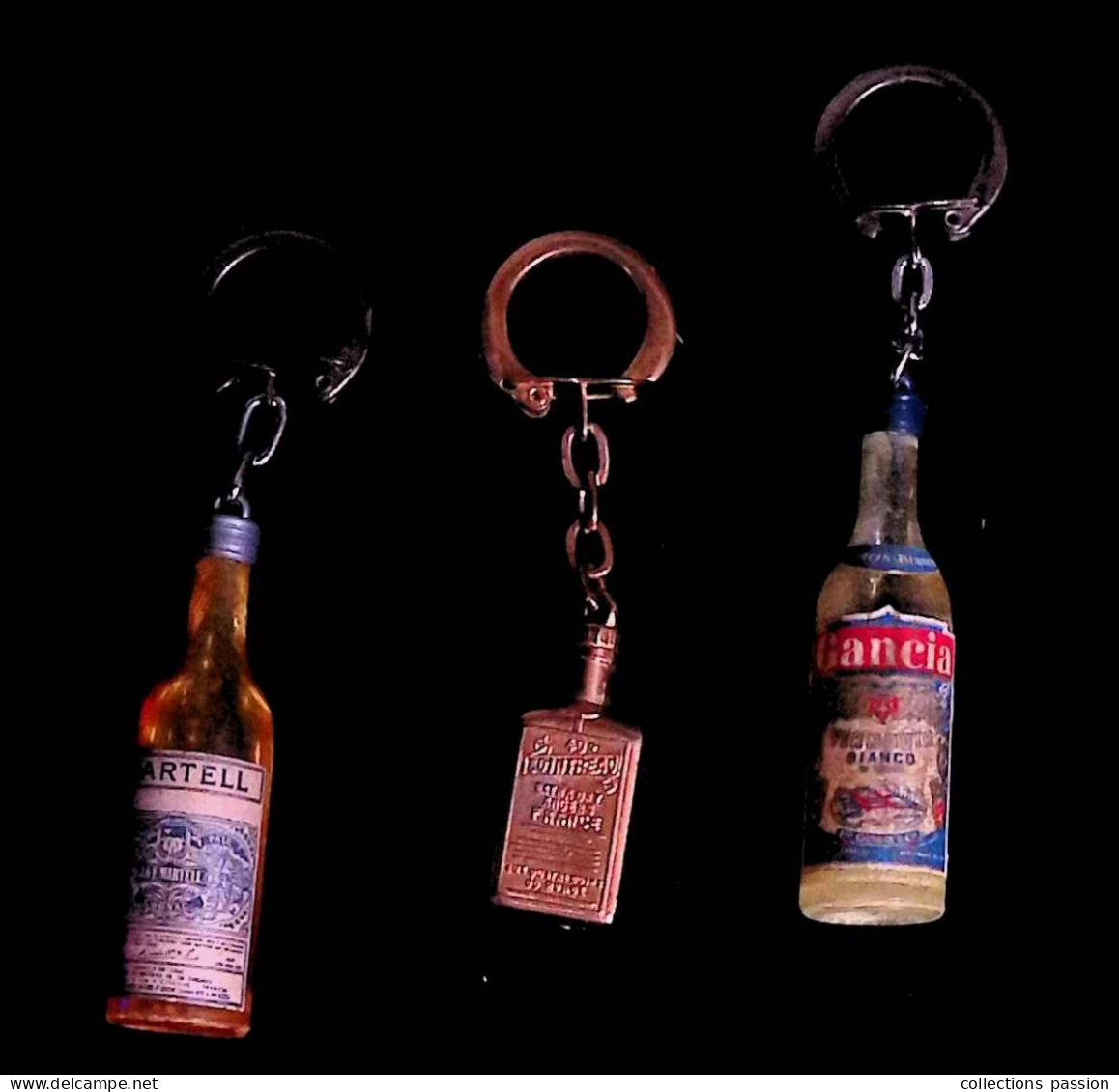 Porte Clefs, Clés, Alcool, Martell, Cointreau, Gancia, Bouteilles, LOT DE 3 PORTE CLEFS, Frais Fr 4.00 E - Portachiavi