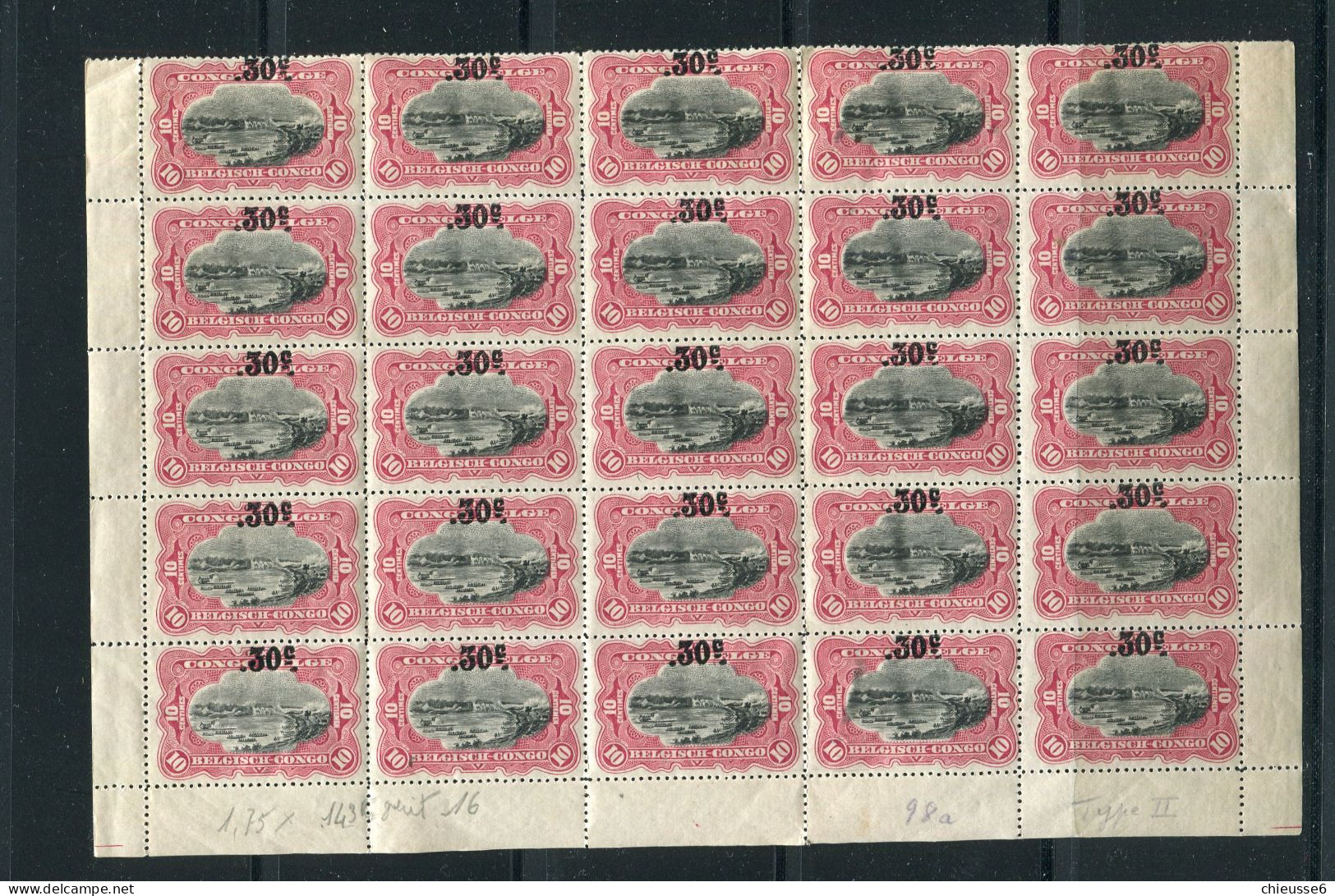 Congo ** Belge N° 98A - Morceau De Feuille De 25 Timbres - Nuovi