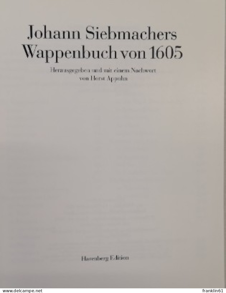 Johann Siebmachers Wappenbuch Von 1605. - Lexiques