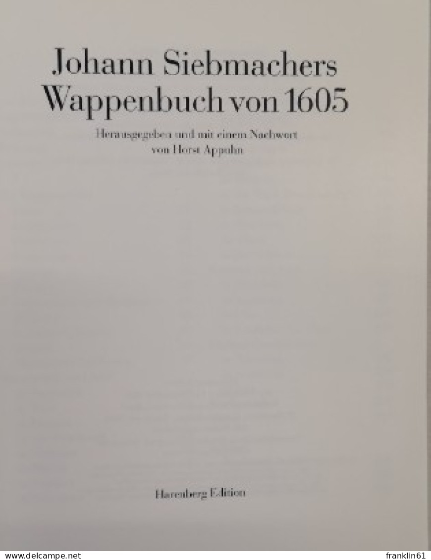 Johann Siebmachers Wappenbuch Von 1605. - Lessico