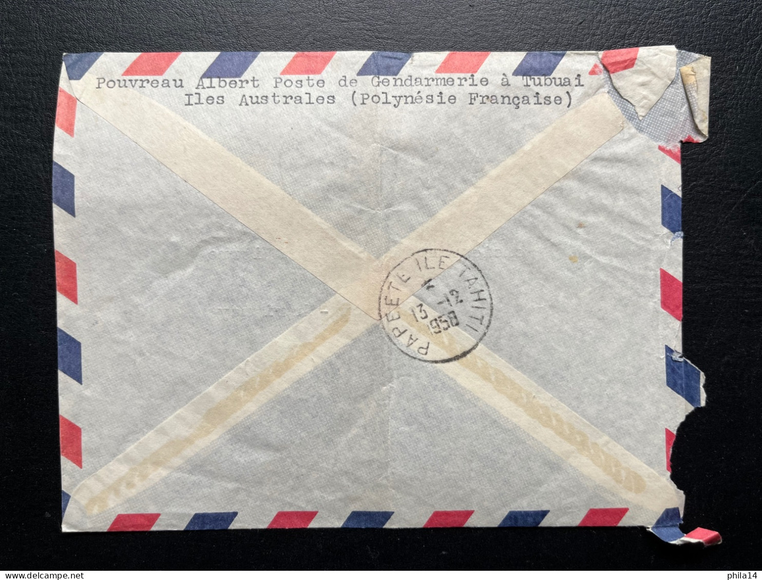 ENVELOPPE POLYNESIE FRANCAISE / MATAUPA ILE TUBUAI ILES AUSTRALES 1958 POUR BESANCON FRANCE - Covers & Documents