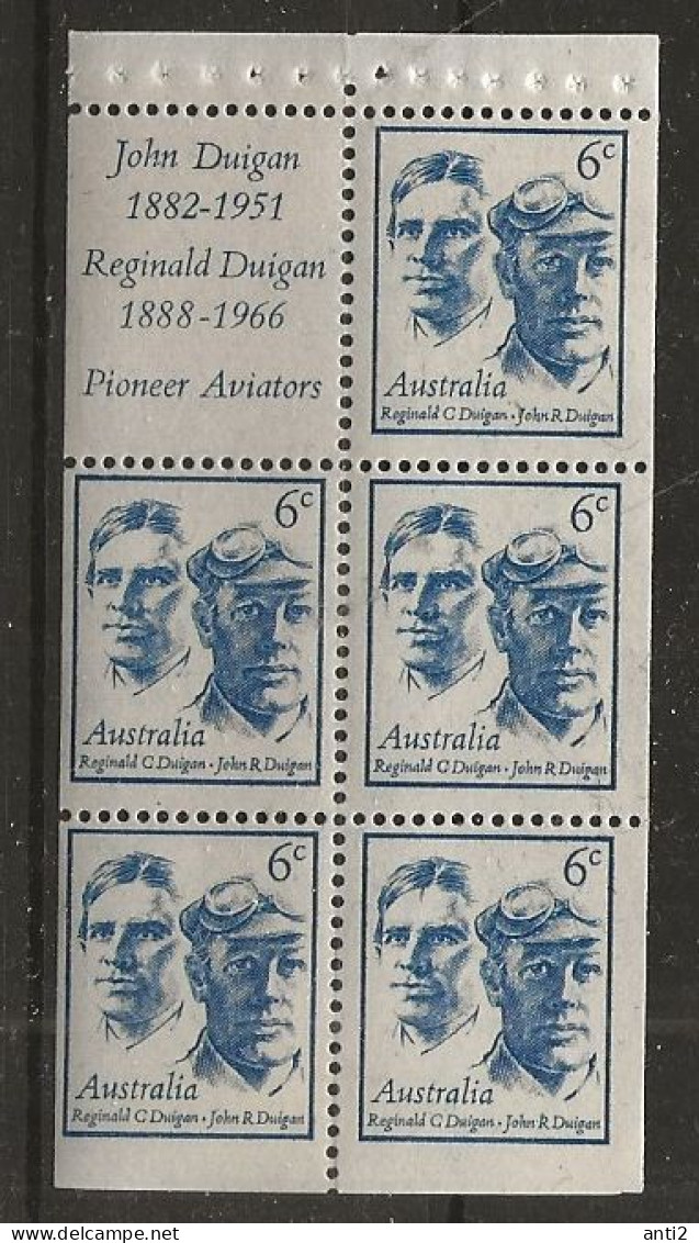 Australia 1970 Reginald C. Duigan And John R. Duigan Aviation Pioneers,   M 457 X 5 In Pane MI 49 MNH(**) - Neufs