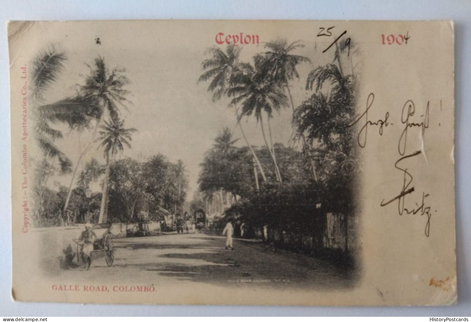 Ceylon, Sri Lanka, Colombo, Galle Road, 1904 - Sri Lanka (Ceilán)