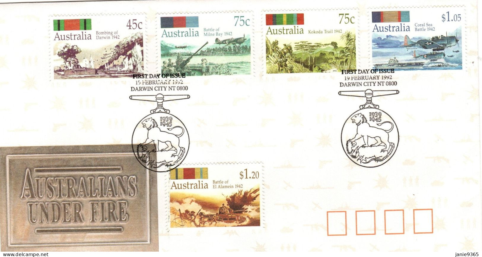 Australia 1992 Australians Under Fire, Pictorial Postmark - Lettres & Documents