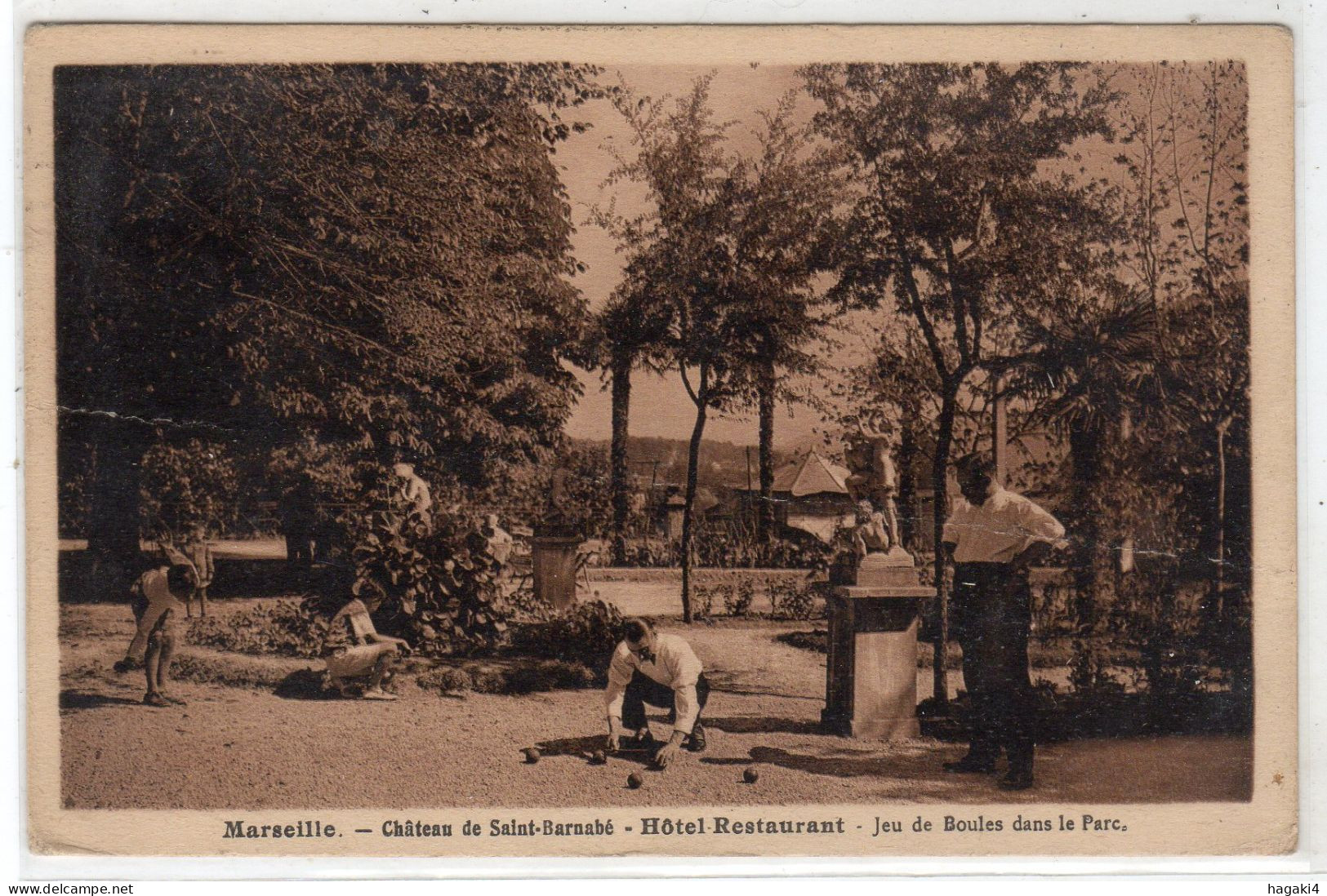 CPA 13 : Marseille - SAINT-BARNABE - Hôtel Restaurant - Jeu De Boules Dans Le Parc - Ed. Tacos - 1934 - - Saint Barnabé, Saint Julien, Montolivet