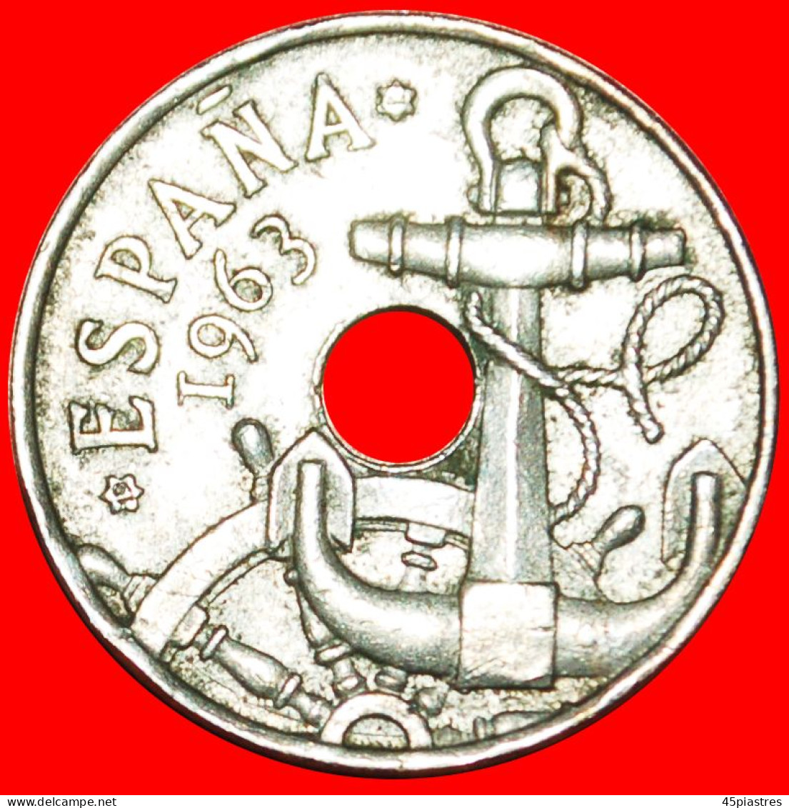 * GENERALISSIMO FRANCO (1947-1975): SPAIN  50 CENTIMOS 1964 (1963) ANCHOR! INTERESTING YEAR!  · LOW START · NO RESERVE! - 50 Centiem