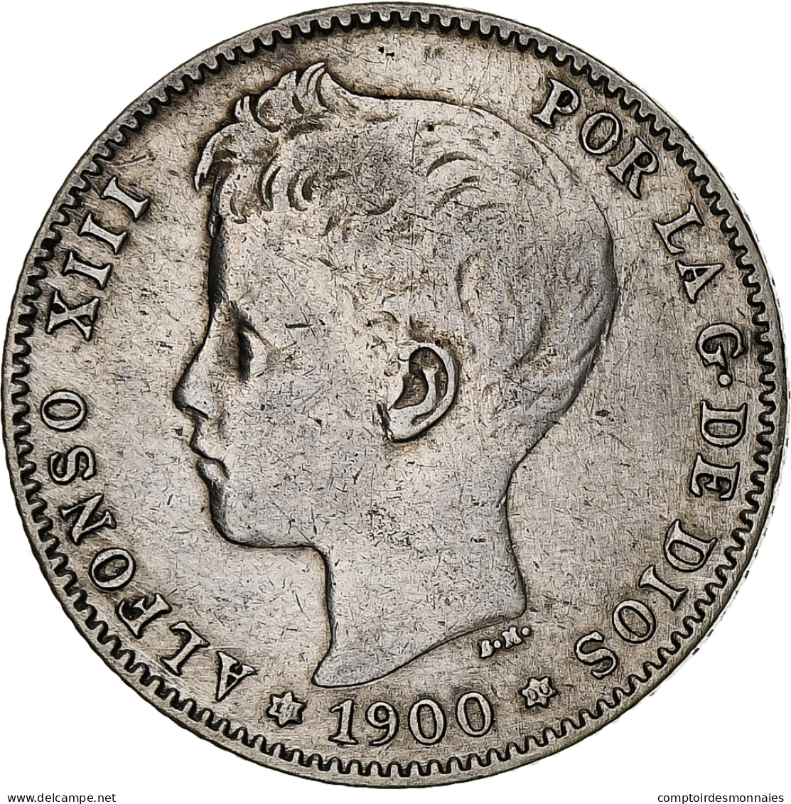 Espagne, Alfonso XIII, Peseta, 1900, Valencia, Argent, TTB, KM:706 - Premières Frappes