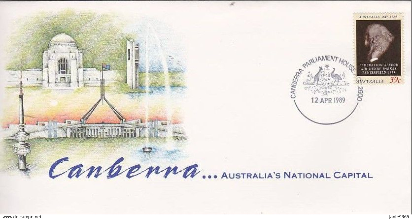 Australia PMP 385 1989 Canberra Parliament House ,Postmark - Brieven En Documenten