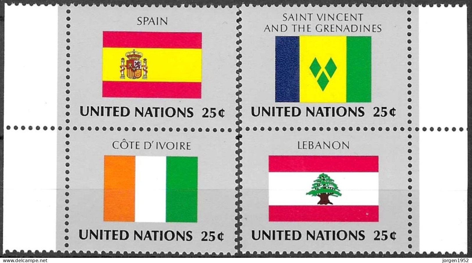 UNITED NATIONS # NEW YORK FROM 1988 STAMPWORLD 553-56** - Emisiones Comunes New York/Ginebra/Vienna