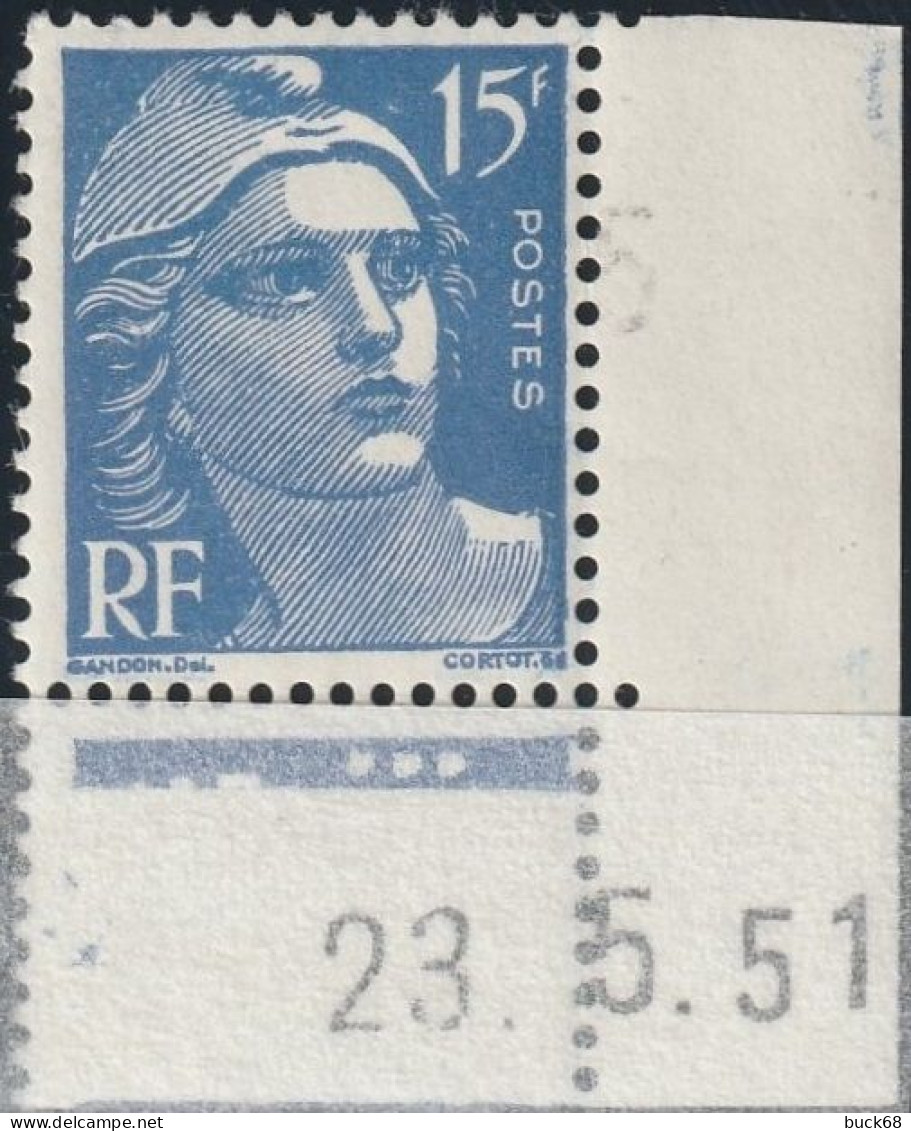 FRANCE  886 ** MNH Type Marianne De Gandon Coin Daté Du 23.5.51 Mai 1951 Variété - 1950-1959